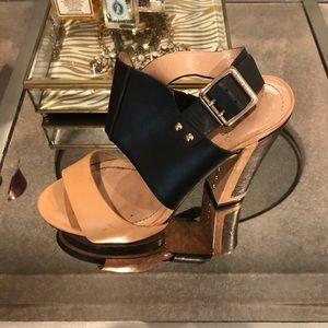 Vince Camuto gold stud heels